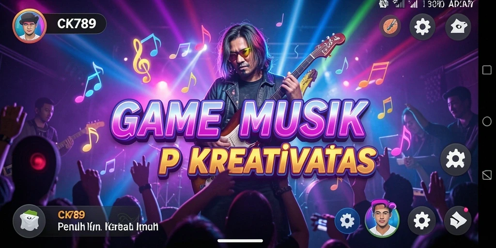 Screenshot utama CK789 menampilkan gameplay musik yang seru.
