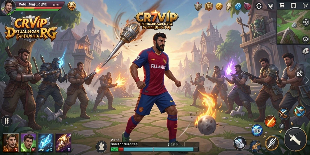 Screenshot gameplay CR7VIP dengan karakter beraksi di dunia RPG.