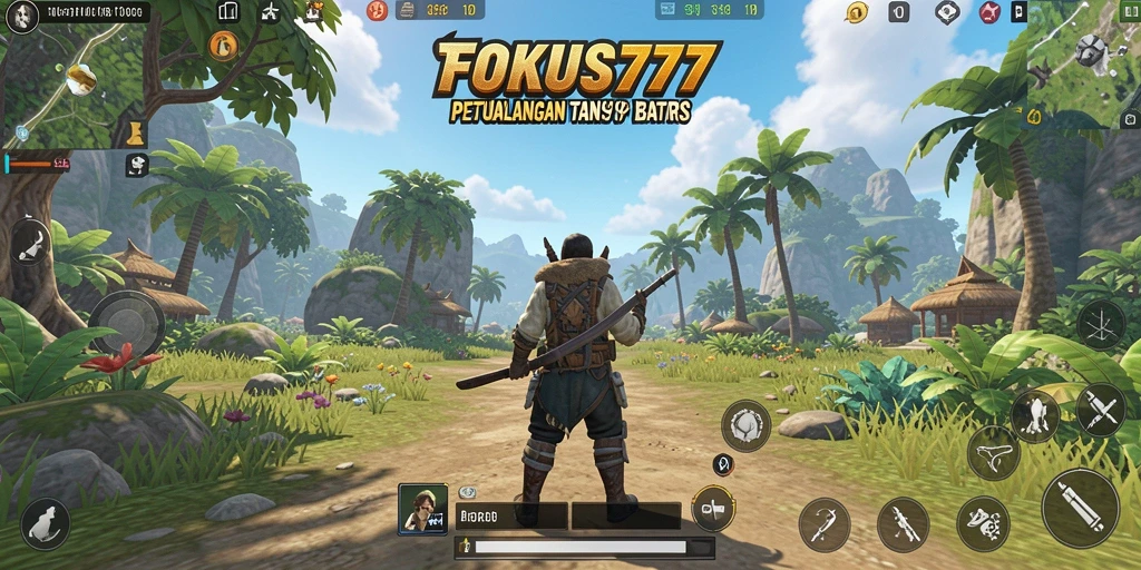 Screenshot gameplay FOKUS777 menampilkan petualangan epik di dunia terbuka.