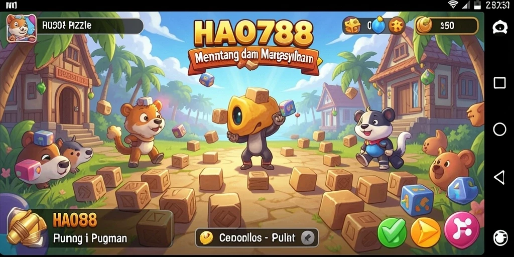 Tampilan utama gameplay HAO788 dengan teka-teki menarik.