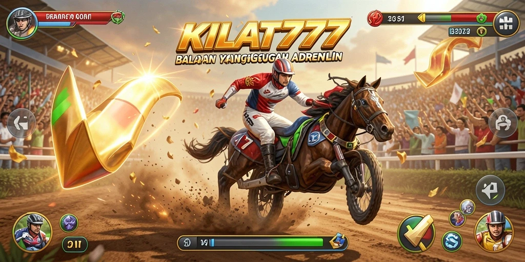 Gameplay balapan KILAT777 dengan lintasan menantang.