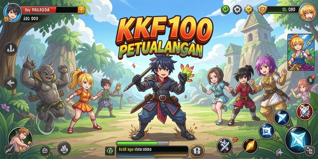 Screenshot menunjukkan aksi pertempuran seru dalam KPK100 dengan karakter anime.