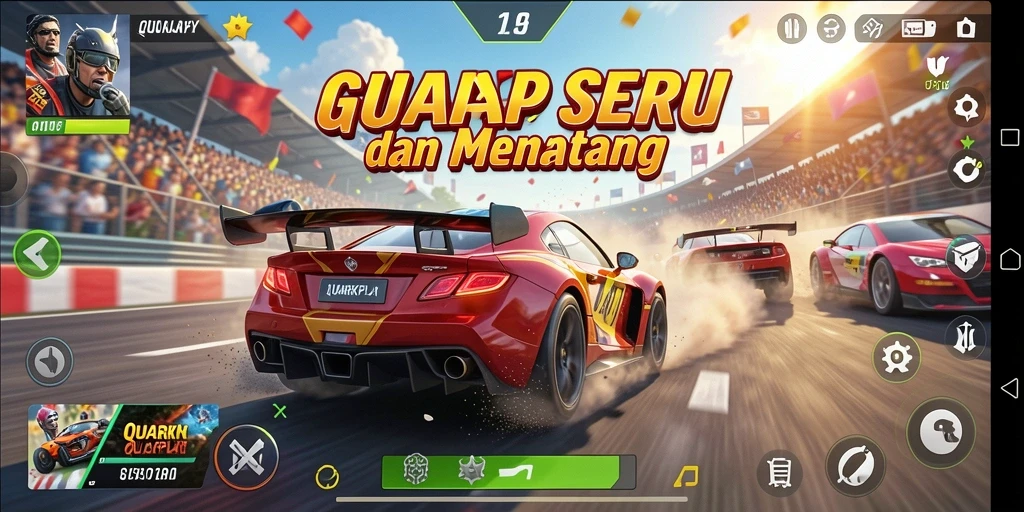 Tampilan gameplay menegangkan dalam balapan mobil cepat