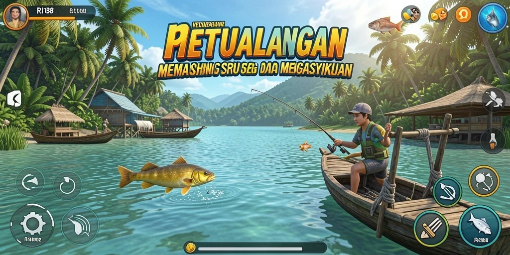 Tangkapan ikan besar dalam gameplay memancing RI188 yang menegangkan.